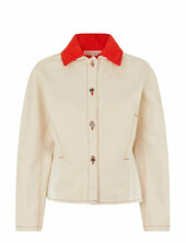 2453 Double Rinse Denim, Peplum Col Farkkutakki Denimtakki Cream Stine Goya