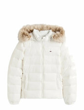 Tjw Basic Hooded Down Jacket Ext Vuorillinen Takki Topattu Takki White Tommy Jeans
