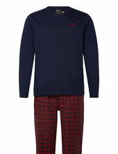 Cotton Jersey & Plaid Flannel Sleep Set Pyjama Navy Polo Ralph Lauren