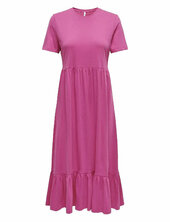 Onlmay Life S/s Peplum Calf Dress Jrs Polvipituinen Mekko Pink Only