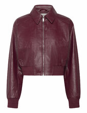 A-cropped Crinkle Faux Leather B Nahkatakki Burgundy Calvin Klein Jeans