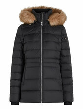 Tyra Down Jacket With Fur Vuorillinen Takki Topattu Takki Black Tommy Hilfiger
