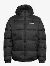 Suomi Hood Puffer Jacket Vuorillinen Takki Topattu Takki Black Napapijri