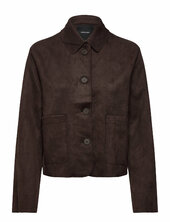 Vmhazelfelia Ls Faux Suede Jacket Nahkatakki Brown Vero Moda