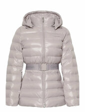 Belted Lightweight Puffer Vuorillinen Takki Topattu Takki Pink Calvin Klein