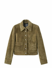 Suede Leather Jacket With Buttons Nahkatakki Khaki Green Mango