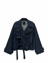 Short Denim Trench Coat With Belt Farkkutakki Denimtakki Navy Mango