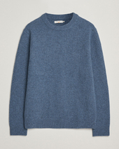Nudie Jeans August Wool Rib Knitted Sweater Blue Melange