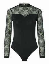 Pcmilly Ls Lace Bodystocking Noos Body Alusmekko Black Pieces