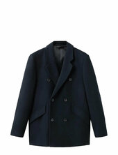 Double-breasted Wool-blend Coat Villakangastakki Pitkä Takki Navy Mango