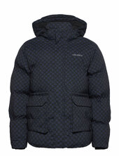 Montreal Aop Puffer Jacket Vuorillinen Takki Topattu Takki Navy Les Deux