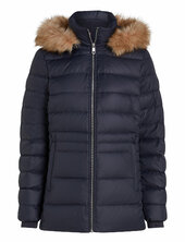 Tyra Down Jacket With Fur Vuorillinen Takki Topattu Takki Navy Tommy Hilfiger