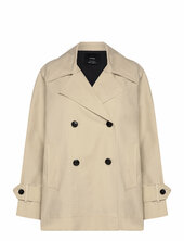 Short Double-breasted Trench Coat Trenssi Takki Beige Mango
