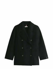Df Wool Blend Reg Peacoat Villakangastakki Pitkä Takki Black Tommy Hilfiger