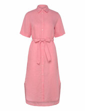 Reg Linen Ss Shirt Dress Polvipituinen Mekko Pink Gant