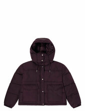 Short Puffer With Hood Vuorillinen Takki Topattu Takki Burgundy Lee Jeans