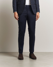 Oscar Jacobson Dandy Turn Up Flannel Trousers Navy