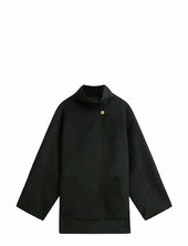 Df Wool Gb Funnel Nk Coat Villakangastakki Pitkä Takki Black Tommy Hilfiger