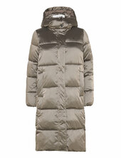 Monologo Nd Shiny Long Puffer Topattu Pitkä Takki Brown Calvin Klein Jeans