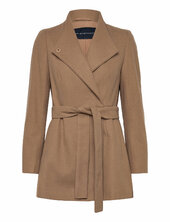 Platform Felt Crossover Coat Villakangastakki Beige French Connection