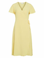 Vilovie S/s Wrap Midi Dress/su - Noos Polvipituinen Mekko Yellow Vila