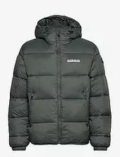 Suomi Hood Puffer Jacket Vuorillinen Takki Topattu Takki Navy Napapijri
