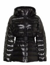 Belted Lightweight Puffer Vuorillinen Takki Topattu Takki Black Calvin Klein