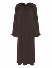 Kamila Chiffon Dress Polvipituinen Mekko Brown Kaffe