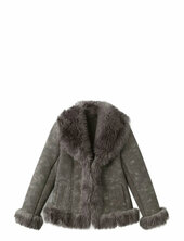 Suede-effect Faux-fur Jacket Nahkatakki Grey Mango