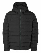 Slhbarry Quilted Hoodjacket Noos Vuorillinen Takki Topattu Takki Black Selected