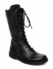 Boots - Flat - With Laces Korkeavartiset Saapikkaat Black Angulus