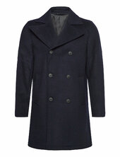 Recycled Pea Coat Villakangastakki Pitkä Takki Navy Lindbergh
