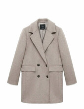 Double-breasted Wool Coat Villakangastakki Pitkä Takki Grey Mango
