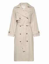 Linen Blend Trench Coat Trenssi Takki Cream Gant
