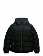 Colourblock Hooded Puffer Jkt Vuorillinen Takki Topattu Takki Black Superdry Sport