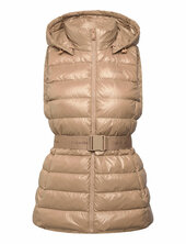 Belted Lightweight Puffer Vest Vuorillinen Takki Topattu Takki Beige Calvin Klein