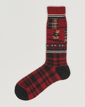 Polo Ralph Lauren Patchwork Bear Lambswool Sock Red Multi