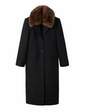 Wool Coat With Fur Collar Villakangastakki Pitkä Takki Black Mango