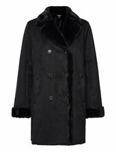 Double-breasted Faux-suede Coat Nahkatakki Black Lauren Ralph Lauren