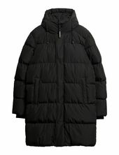 Hooded Sports Puffer Mid Jkt Villakangastakki Pitkä Takki Black Superdry