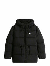 Tjw Hooded Midi Puffer Jacket Vuorillinen Takki Topattu Takki Black Tommy Jeans