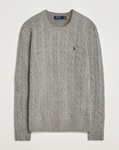 Polo Ralph Lauren Wool/cashmere Cable Crew Neck Fawn Grey Heather