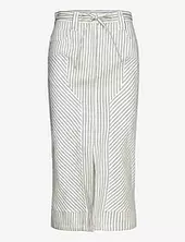 Freda - Cozy Linen Stripe Polvipituinen Hame Cream Day Birger Et Mikkelsen