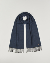 Eton Merino Wool Herringbone Scarf Dark Blue