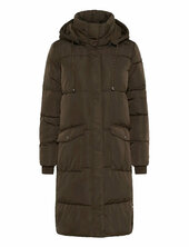 Kaanika Outerwear Topattu Pitkä Takki Brown Kaffe