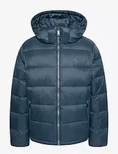 Ls Nylon Zip Off Hood Down Puffe Vuorillinen Takki Topattu Takki Navy Calvin Klein Jeans