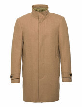 Recycled Wool Funnel Neck Coat Villakangastakki Pitkä Takki Beige Lindbergh