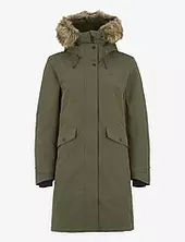 Emma Wns Parka Vuorillinen Takki Topattu Takki Khaki Green Didriksons