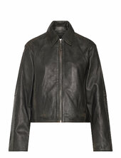 Lapels Leather Jacket Nahkatakki Black Mango