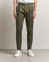 Tiger Of Sweden Tenuta Pleated Cotton Trousers Deep Olive